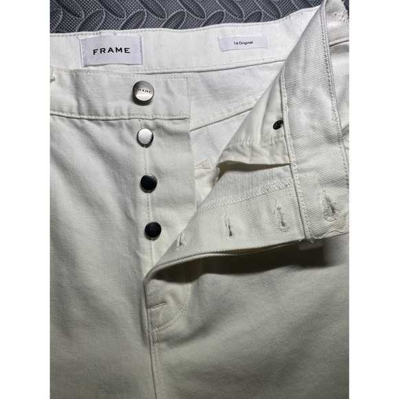 New FRAME Le Original Front-Cuff Cropped WHITE HIGH RISE STRAIGHT Fit Jeans Sz31 - Picture 10 of 12